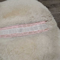 Sheepskin Quilt Half Pad, rolled edges *gc, tear, mnr hair, dirt, clumpy, stains, rubs
