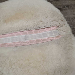 Sheepskin Quilt Half Pad, rolled edges *gc, tear, mnr hair, dirt, clumpy, stains, rubs