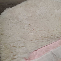 Sheepskin Quilt Half Pad, rolled edges *gc, tear, mnr hair, dirt, clumpy, stains, rubs
