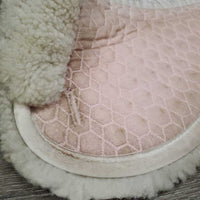 Sheepskin Quilt Half Pad, rolled edges *gc, tear, mnr hair, dirt, clumpy, stains, rubs

