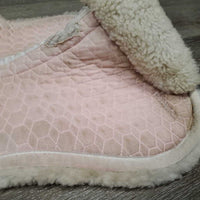 Sheepskin Quilt Half Pad, rolled edges *gc, tear, mnr hair, dirt, clumpy, stains, rubs
