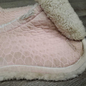 Sheepskin Quilt Half Pad, rolled edges *gc, tear, mnr hair, dirt, clumpy, stains, rubs