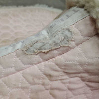 Sheepskin Quilt Half Pad, rolled edges *gc, tear, mnr hair, dirt, clumpy, stains, rubs
