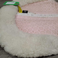 Sheepskin Quilt Half Pad, rolled edges *gc, tear, mnr hair, dirt, clumpy, stains, rubs