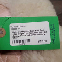 Sheepskin Quilt Half Pad, rolled edges *gc, tear, mnr hair, dirt, clumpy, stains, rubs
