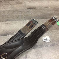 Anatomical Leather Girth, 2x els, 3x D's *gc/fair, rubs, faded, stains, frayed nylon, unstitched, clean, deep creases