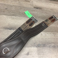 Anatomical Leather Girth, 2x els, 3x D's *gc/fair, rubs, faded, stains, frayed nylon, unstitched, clean, deep creases
