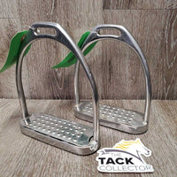 Fine Hvy Stirrup Irons, cheese grater grips *vgc/gc, clean, dirty, scratches, residue, scuffs
