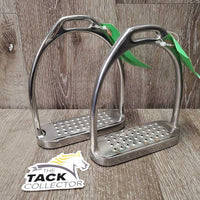 Fine Hvy Stirrup Irons, cheese grater grips *vgc/gc, clean, dirty, scratches, residue, scuffs
