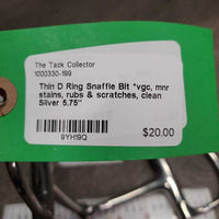 Thin D Ring Snaffle Bit *vgc, mnr stains, rubs & scratches, clean
