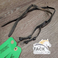 2 Thin Narrow Leather Spur Straps *gc/fair, dents, twists, clean, dry, stiff, residue, faded, crack
