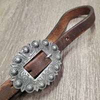 Tooled Western Leather Breastcollar, bling *gc, dirty, rubs, faded & chewed edges
