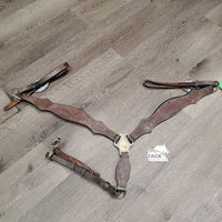 Tooled Western Leather Breastcollar, bling *gc, dirty, rubs, faded & chewed edges
