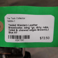 Tooled Western Leather Breastcollar, bling *gc, dirty, rubs, faded & chewed edges
