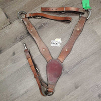 Narrow Leather Breastcollar, bling, alligator skin, snap *gc, v.dirty, rusty, m,nr stains
