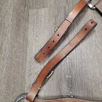 Narrow Leather Breastcollar, bling, alligator skin, snap *gc, v.dirty, rusty, m,nr stains
