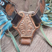 Buckstitch & Beaded One Ear Belt Headstall & Breastcollar, Fringe *gc, scrapes, rubs, dirty, stains, twisted, dry, rubs
