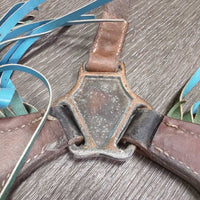 Buckstitch & Beaded One Ear Belt Headstall & Breastcollar, Fringe *gc, scrapes, rubs, dirty, stains, twisted, dry, rubs
