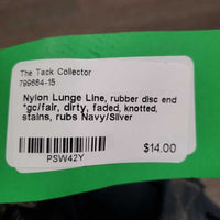 Nylon Lunge Line, rubber disc end *gc/fair, dirty, faded, knotted, stains, rubs
