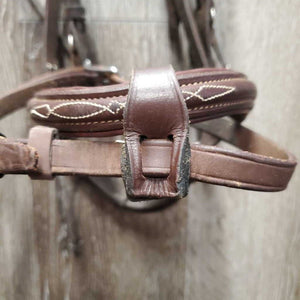 Rsd FS Padded Monocrown Bridle, flash, bling, snaps *gc/vgc, mismatched, clean, stains, older, gunk/residue, v.loose keeper