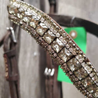Rsd FS Padded Monocrown Bridle, flash, bling, snaps *gc/vgc, mismatched, clean, stains, older, gunk/residue, v.loose keeper
