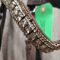 Rsd FS Padded Monocrown Bridle, flash, bling, snaps *gc/vgc, mismatched, clean, stains, older, gunk/residue, v.loose keeper
