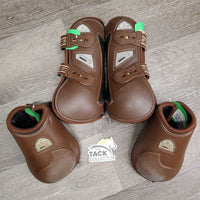 Open Front & Hind Boots, tabs *gc/fair, clean, rubs, pilly, residue, mnr hair, v.torn edges