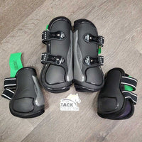 4 Open Front & Hind Boots, tabs *gc, clean, mnr rubs, scrapes, hair, torn edge
