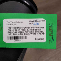 4 Open Front & Hind Boots, tabs *gc, clean, mnr rubs, scrapes, hair, torn edge
