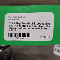 Thick Hvy French Link Loose Ring Bit, flat center bar *gc, clean, older, stains, residue, scratches
