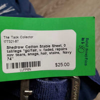 Cotton Stable Sheet, 0 tail/legs *gc/fair, v. faded, repairs mnr tears, snags, hair, stains
