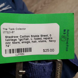 Cotton Stable Sheet, 0 tail/legs *gc/fair, v. faded, repairs mnr tears, snags, hair, stains