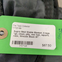 Med Stable Blanket, 0 legs *gc, clean, pilly, mnr hair, repairs, rubs, threads
