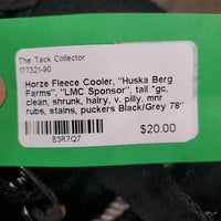 Fleece Cooler, "Huska Berg Farms", "LMC Sponsor", tail *gc, clean, shrunk, hairy, v. pilly, mnr rubs, stains, puckers
