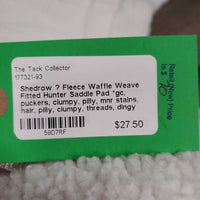 Fleece Waffle Weave Fitted Hunter Saddle Pad *gc, puckers, clumpy, pilly, mnr stains, hair, pilly, clumpy, threads, dingy