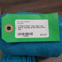 4 Fleece Polos *vgc, clean, mnr stains, clulmpy & hair
