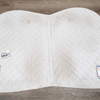 Thin Quilt Jumper Saddle Pad, "Superman" *gc, pilly, mnr stains, dingy, threads, rubs, undone stitching