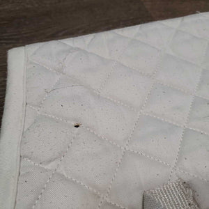 Thin Quilt Jumper Saddle Pad, "Superman" *gc, pilly, mnr stains, dingy, threads, rubs, undone stitching