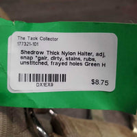Thick Nylon Halter, adj, snap *gair, dirty, stains, rubs, unstitched, frayed holes
