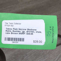 Plain Narrow Biothane Reins, Buckles *gc, dirt/film, xhole, rubs
