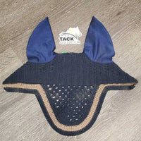 Crochet Ear Bonnet Fly Veil *gc, faded, hair, discolored/stains
