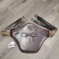 Large Belly Girth, D Ring, Strap, 2x long Els *gc, scratches, scrapes, mnr dirt/film & stains, unstitched seam
