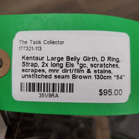 Large Belly Girth, D Ring, Strap, 2x long Els *gc, scratches, scrapes, mnr dirt/film & stains, unstitched seam
