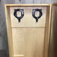 Custom Wooden Tack Locker, Wheels *vgc, clean, stains, residue?dirt
