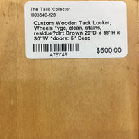 Custom Wooden Tack Locker, Wheels *vgc, clean, stains, residue?dirt