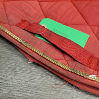 Quilt Dressage Saddle Pad, 1x piping *gc/fair, clean, torn edge, v. rubbed, faded, stains, undone piping, mnr hair, marker

