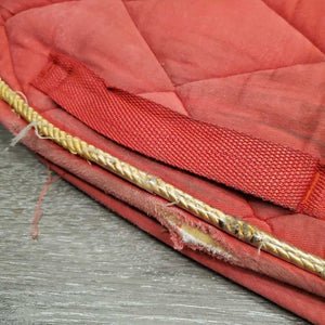 Quilt Dressage Saddle Pad, 1x piping *gc/fair, clean, torn edge, v. rubbed, faded, stains, undone piping, mnr hair, marker