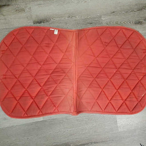 Quilt Dressage Saddle Pad, 1x piping *gc/fair, clean, torn edge, v. rubbed, faded, stains, undone piping, mnr hair, marker