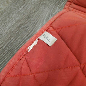 Quilt Dressage Saddle Pad, 1x piping *gc/fair, clean, torn edge, v. rubbed, faded, stains, undone piping, mnr hair, marker