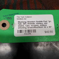 Western Saddle Pad *gc, hair, dirt, threads, clumpy, mnr stains, rubs, scrapes, undone stitching
